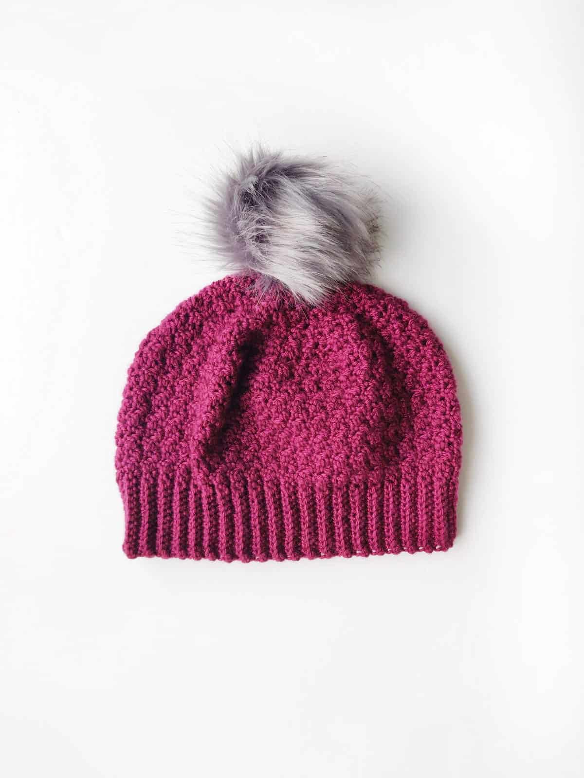 Crochet Beanie Pattern - Lily Lemon Peel - Burgundy and Blush