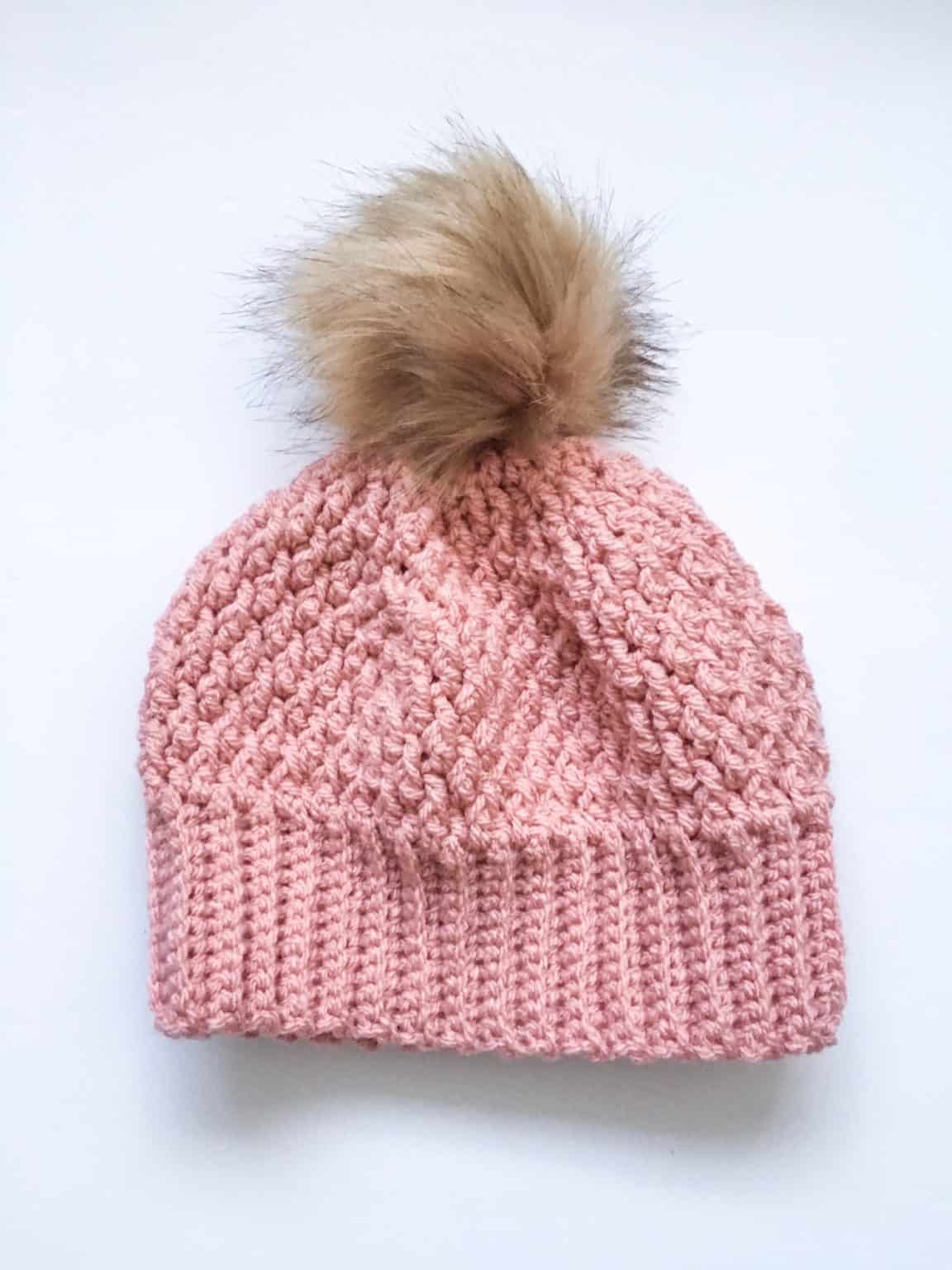 Aspen Alpine Stitch Beanie Hat - Burgundy and Blush