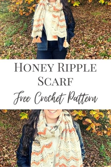 The Honey Scarf - Crochet Ripple Scarf Pattern - Burgundy and Blush