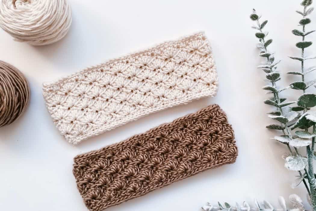 Sophora Headband - Free Crochet Earwarmer Pattern - Burgundy and Blush