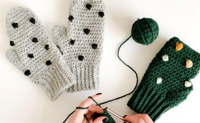 Bobble Mittens Crochet Pattern