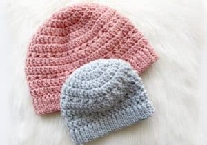 Newborn Baby Hat Crochet Pattern - Burgundy and Blush