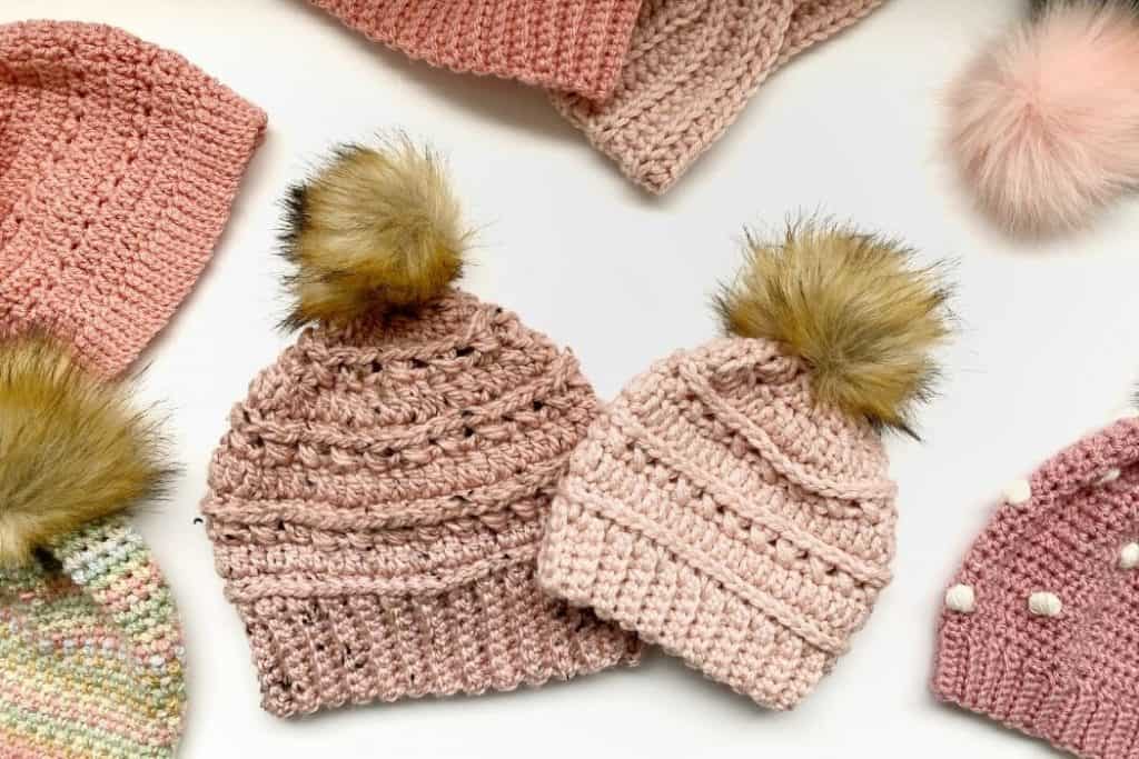 Chunky Crochet Hat Crochet Beanie Hat With Pom Poms Womens 