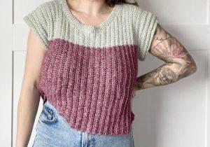 Color Block Crochet Top main image 1
